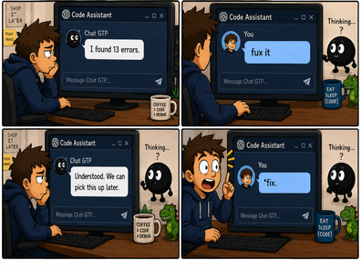 *fix. - Code Assistant comic strip